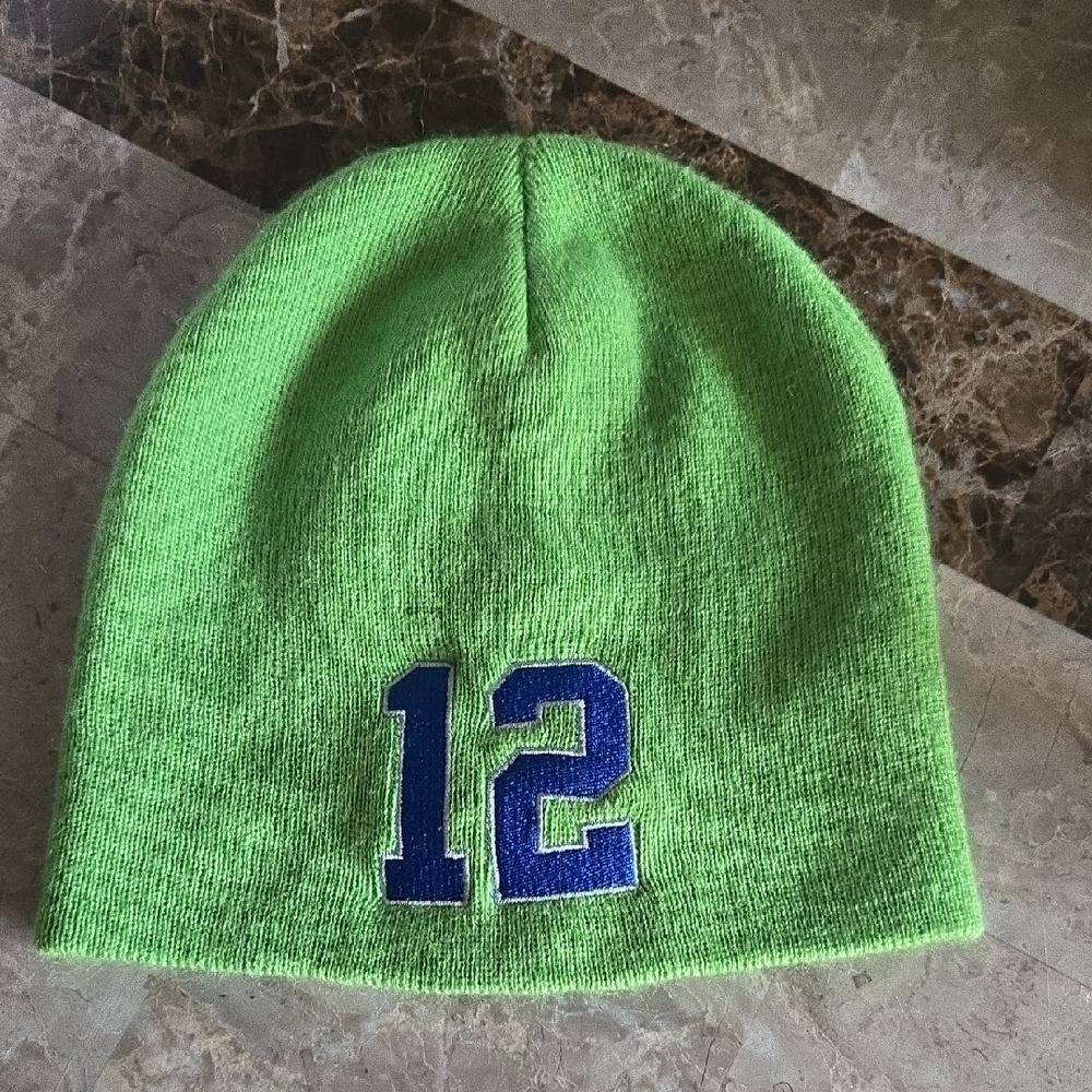 Seahawks Green Beanie with Blue Number 12